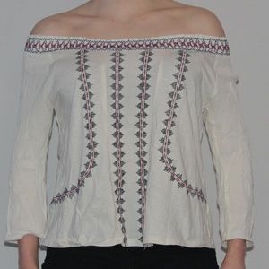 Skies Are Blue Boho Women's Off-The-Shoulder Top